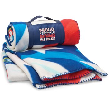 Proud of the Work We Do & the Difference We Make Eagle Flag Roll-Up Eco Blanket from Positive Promotions