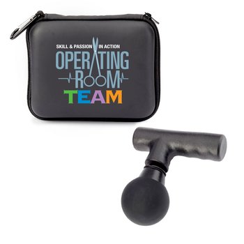 Operating Room Team: Skill & Passion in Action Portable Mini Massage Gun With Carabiner Carry Case from Positive Promotions