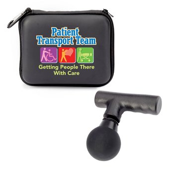 Patient Transport Team: Getting People There With Care Portable Mini Massage Gun With Carabiner Carry Case from Positive Promotions