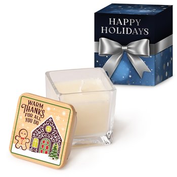 Warm Thanks for All You Do 2-oz. Soy Candle With Bamboo Lid in Holiday Gift Box from Positive Promotions