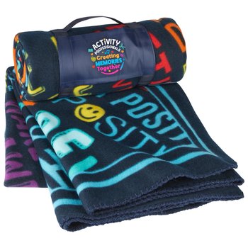 Activity Professionals: Creating Memories Together Motivational Word Cloud Roll-Up Eco Blanket from Positive Promotions