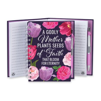 A Godly Mother Plants Seeds of Faith That Bloom for Eternity Spiral Notebook With Pen from Positive Promotions