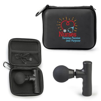 Nurses: Turning Passion Into Purpose Portable Mini Massage Gun With Carabiner Carry Case from Positive Promotions