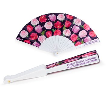 A Godly Mother Plants Seeds of Faith That Bloom for Eternity Folding Hand Fan from Positive Promotions