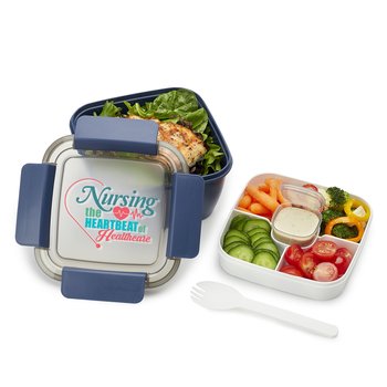 Nursing: The Heartbeat of Healthcare Locking Food Container With Compartments 54 oz. from Positive Promotions