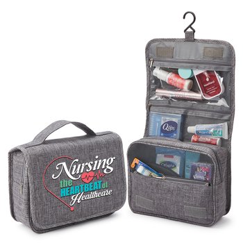 Nursing: The Heartbeat of Healthcare Travel Carry-All Hanging Toiletry Bag from Positive Promotions