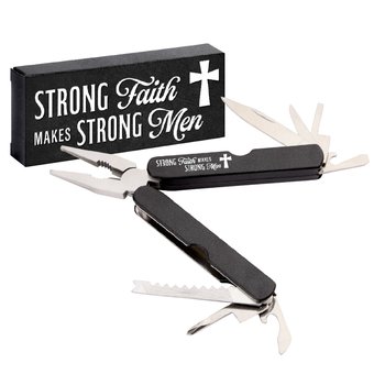Strong Faith Makes Strong Men 10-in-1 Stainless-Steel Multi-Tool from Positive Promotions