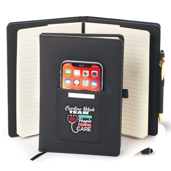 Cardiac Rehab Team: Exceptional People, Essential Care Eastland Refillable Journal With Phone Pocket & Stylus Pen from Positive Promotions