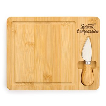 Spread Compassion Bamboo Board With Knife from Positive Promotions
