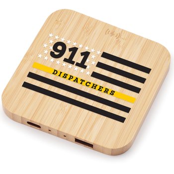 Dispatchers Bamboo 10W Wireless Charging Pad With Dual USB Ports from Positive Promotions