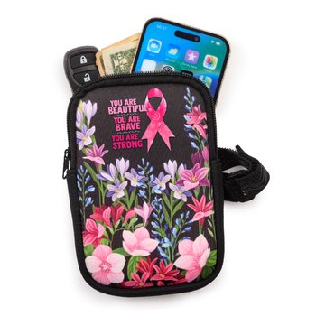 You Are Beautiful, Brave, Strong Floral Zippered Drinkware Pouch from Positive Promotions