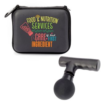 Food Services Portable Mini Massage Gun With Carabiner Carry Case from Positive Promotions