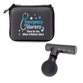Emergency Nurses: There For You When It Matters Most Portable Mini Massage Gun With Carabiner Carry Case from Positive Promotions