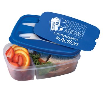 Medical Assistants: Compassion In Action 2-Section Food Container With Utensils from Positive Promotions