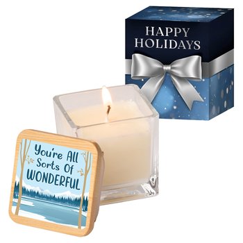 You're All Sorts Of Wonderful 2-oz. Soy Candle With Bamboo Lid in Holiday Gift Box from Positive Promotions