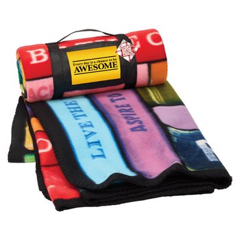 Every Day Is A Chance To Be Awesome Motivational Books Roll-Up Eco Blanket With Holiday Gift Tag from Positive Promotions
