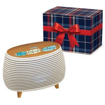 Relax, Refresh, Recharge 3-In-1 Bluetooth® Speaker, Humidifier, & Diffuser With Free Essential Oil In Holiday Gift Box from Positive Promotions