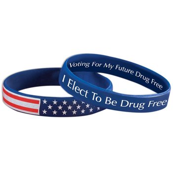 I Elect To Be Drug Free 2-Sided Silicone Bracelet - Pack of 25 from Positive Promotions