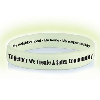 Together We Create A Safer Community Glow-In-The-Dark 2-Sided Silicone Awareness Bracelets - Pack of 25 from Positive Promotions