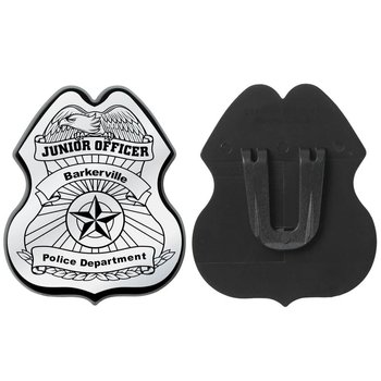 Silver Junior Officer Plastic Clip-On Badge - Personalization Available from Positive Promotions
