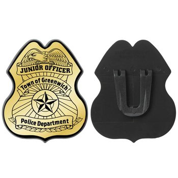 Gold Junior Officer Plastic Clip-On Badge - Personalization Available from Positive Promotions