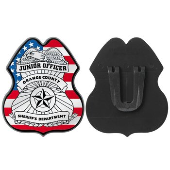 Patriotic Junior Officer Plastic Clip-On Badge - Personalization Available from Positive Promotions
