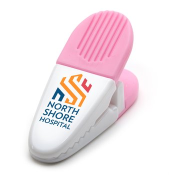 Pink & White Magnetic Clip - Personalization Available from Positive Promotions