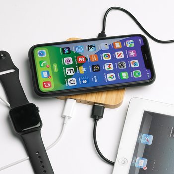 Bamboo 10W Wireless Charging Pad with Dual Ports - Personalization ...