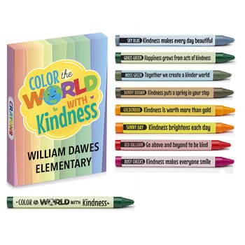 Color the World With Kindness Non-Toxic Crayons - One-Color Personalization Available from Positive Promotions