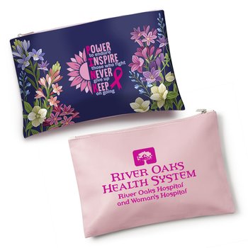 PINK Sunflower Floral Carry-All Pouch - One-Color Personalization Available from Positive Promotions