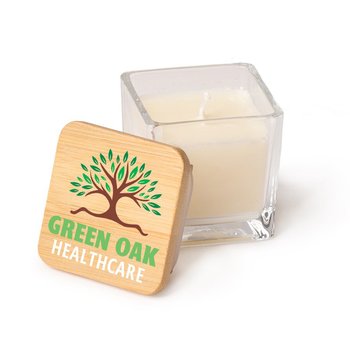 You Are Truly Appreciated Glass Candle With Bamboo Lid - Personalization Available from Positive Promotions