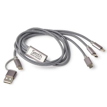 5-in-1 4-ft. Braided Charging Cable Cord - Laser-Engraved Personalization Available from Positive Promotions