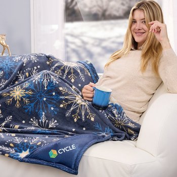 Snowflake Roll-Up Eco Fleece Blanket - Personalization Available from Positive Promotions