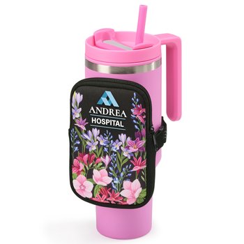 Floral Zippered Drinkware Pouch - Personalization Available from Positive Promotions
