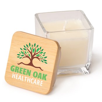 2-oz. Soy Candle With Bamboo Lid - Personalization Available from Positive Promotions