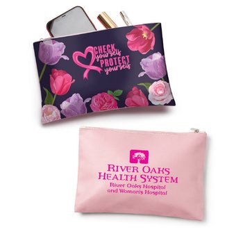 Check Yourself, Protect Yourself Floral Carry-All Pouch - Personalization Available from Positive Promotions