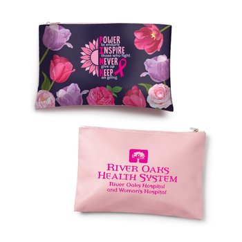 PINK Sunflower Floral Carry-All Pouch - Personalization Available from Positive Promotions