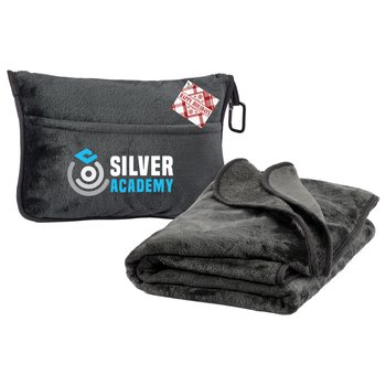 2-In-1 Mink Fleece Blanket & Pillow With Holiday Gift Tag - Embroidered Personalization Available from Positive Promotions