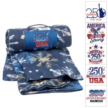 USA 250th Anniversary Roll-Up Eco Blanket - Personalization Available from Positive Promotions
