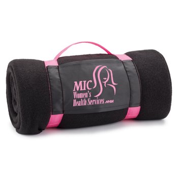 Roll-Up Eco Blanket With Pink Straps - Personalization Available from Positive Promotions