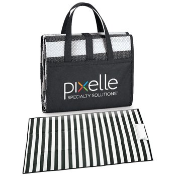 Black/White Beach Mat - Personalization Available from Positive Promotions