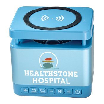Blue SoundCharge 3-in-1 Sound Machine, Bluetooth® Speaker, & Wireless Charging Pad - Personalization Available from Positive Promotions