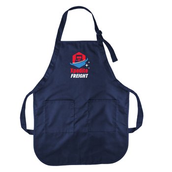 Navy Full-Length Apron With Pockets - Heat-Transfer Personalization Available from Positive Promotions
