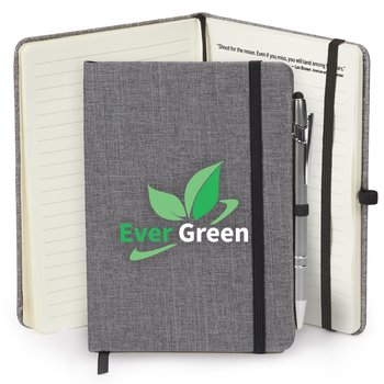 Gray Heathered Journal With Quotes & Stylus Pen - Personalization Available from Positive Promotions