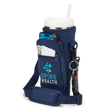 Navy All-Day Hydration Carry-All 30-/40-oz. Tumbler Bag With Adjustable Strap - Personalization Available from Positive Promotions