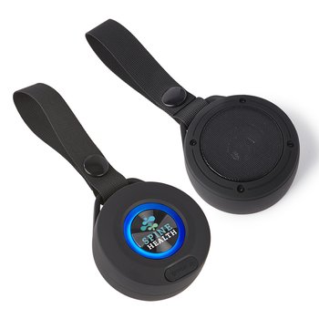 SoundGo IPX4 Bluetooth® Water-Resistant Speaker With Strap - Personalization Available from Positive Promotions