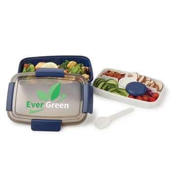 Navy Locking Stacker Food Container 68 oz. - Personalization Available from Positive Promotions