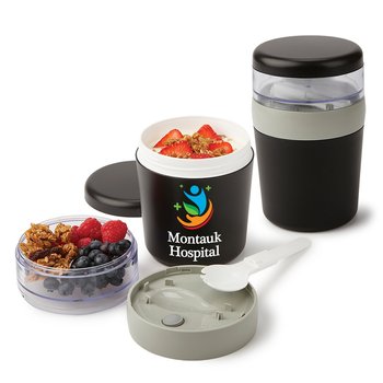 The Foodie Dual-Compartment Food & Snack Container 16 oz. - Personalization Available from Positive Promotions