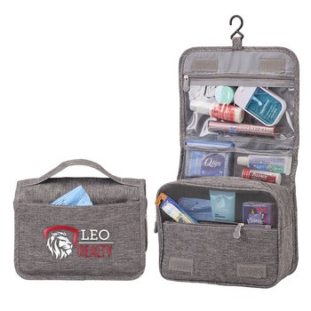 Gray Travel Carry-All Hanging Toiletry Bag - Embroidered Personalization Available from Positive Promotions
