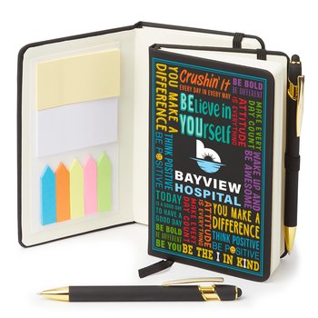 Motivational Word Cloud Stanton Jotter With Sticky Notes & Stylus Pen - Personalization Available from Positive Promotions